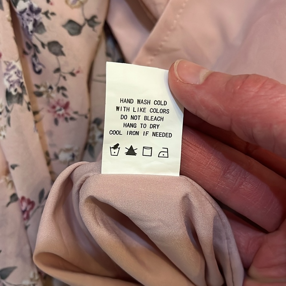 Melloday Rose Pink Floral Maxi Dress Smocked Tiered Lined Size Large L EUC - Picture 16 of 16